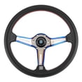 thumbnail image 1 of Fydun   6  Racing Steering Wheel Replacement   350mm 14inch For NARDI Style   6  Half Dish Black Perforated Leather   Racing Steering Wheel   With Horn, 1 of 8