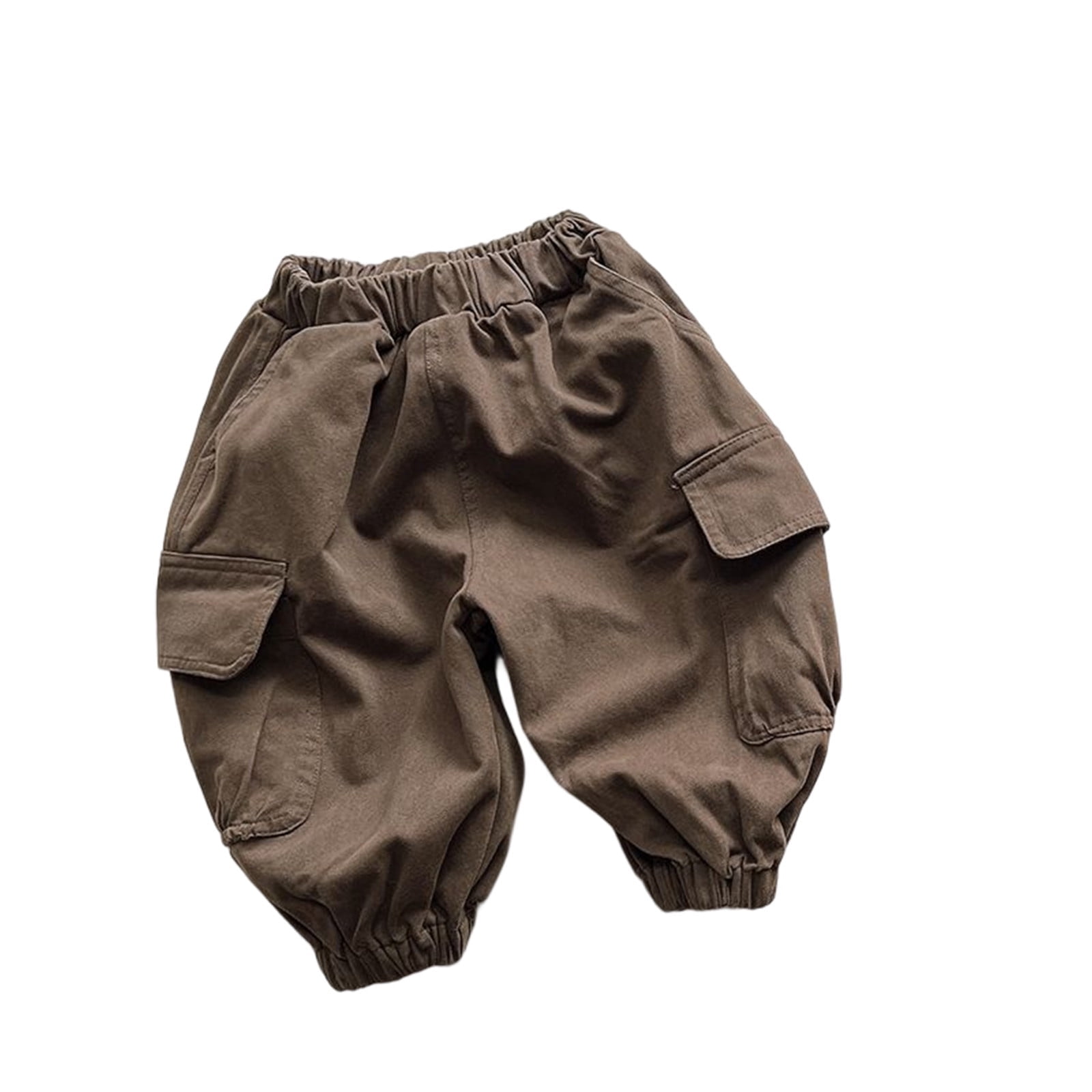 Coerni Toddler Baby Boys Hip Hop Cargo Pants Pull On Sweatpants Solid Cotton Elastic Waist Trousers Active Jogger Pants