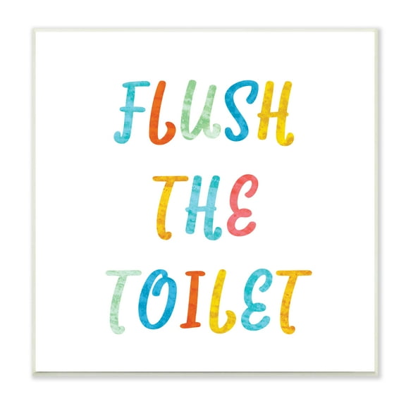 Stupell Industries Flush the Toilet Bathroom Rules Kids Typography Typography Painting Unframed Art Print Wall Art, 12 x 12