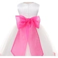 thumbnail image 2 of Little Baby Girls Sleeveless Satin Flower Petal Sash Flowers Girls Dresses White Fuchsia S (K16D0B), 2 of 2