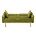 thumbnail image 4 of Velvet Mini Sofa, Accent Sofa, Mid Century Modern Velvet Fabric Couch Convertible Futon Sofa Bed, Recliner Couch, Loveseat Sofa with Rose Gold Metal Feet, for Living Room, Bedroom, Olive, 4 of 7