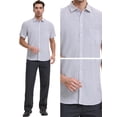 thumbnail image 4 of DARING DIVA Men's Plaid Short Sleeved Button Down Business Checked Dress Shirt XL Gray, 4 of 6