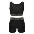 thumbnail image 2 of Nyeemya Kids Girls 2 Piece Dance Outfits Sleeveless Sparkle Rhinestones Gymnastics Sports Crop Tops with Shorts Black 6, 2 of 7