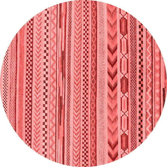 Ahgly Company Indoor Round Abstract Red Modern Area Rugs, 6' Round