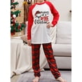 thumbnail image 4 of Christmas Family Pajamas Matching Set, Long Sleeve Letters Print T-shirt with Plaid Pants Sleepwear Loungewear, 4 of 7