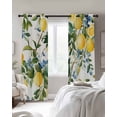 thumbnail image 4 of Yellow Lemon Kitchen Curtains Green Leaf Blue Flower Tropical Fruit Cafe Short Curtains for Bathroom Blackout Window Curtain Grommet Small Window Treatment Drapes for Bedroom Living Room 27.5"x39"x2, 4 of 9