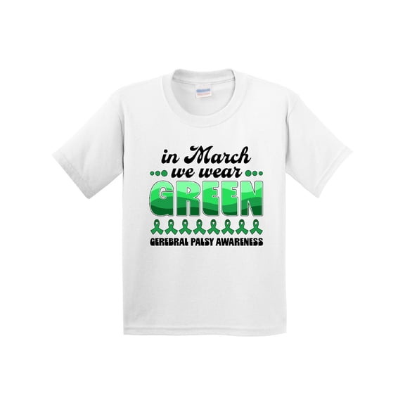 Inktastic In March We Wear Green Cerebral Palsy Awareness Youth T-Shirt