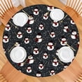 thumbnail image 2 of Black Christmas Snowman Pattern Round Fitted Tablecloth with Elastic Edge,Dining Table Cover Waterproof,Outdoor Round Tablecloth for Camping,Dining,Indoor and Outdoor, 2 of 7