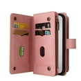 thumbnail image 3 of TECH CIRCLE Wallet Case For iPhone 16 Pro,PU Leather Zipper Handbag Purse Cover Kickstand Flip Folio Women Protective Case with Card Slots Holder Wrist Strap for Apple iPhone 16 Pro,Pink, 3 of 8