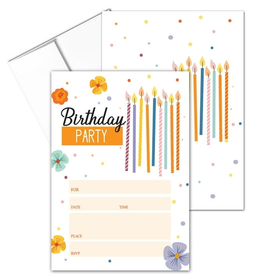 Stonehouse Collection Kids Fill in the Blank Birthday Party Invitations, 5 x 7 i