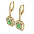 thumbnail image 2 of 2.8174 ct Lever-Back Drop Dangle Earrings for Women | 5.5mm Princess Cut Simulated Green Diamond | 14K Yellow Gold, 2 of 5