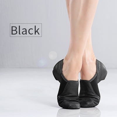Chomel Genuine Leather Jazz Dance Shoes Tan Black Antiskid Sole Jazz Shoes High Quality Adults Dance Sneakers For Girls Womenblack