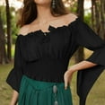 thumbnail image 4 of Neewe Womens Renaissance Peasant Blouse Off Shoulder Trumpet Sleeve Tops S-XXL, 4 of 7