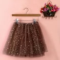 thumbnail image 3 of Lovskoo Womens Pleated Tulle Petticoat Tutu Puffy Skirt Gauze Short Star Sequin Skirt Adult Gauze Short Skirt Adult Teen‘S 1950S Vintage Dance Skirts Brown, 3 of 4