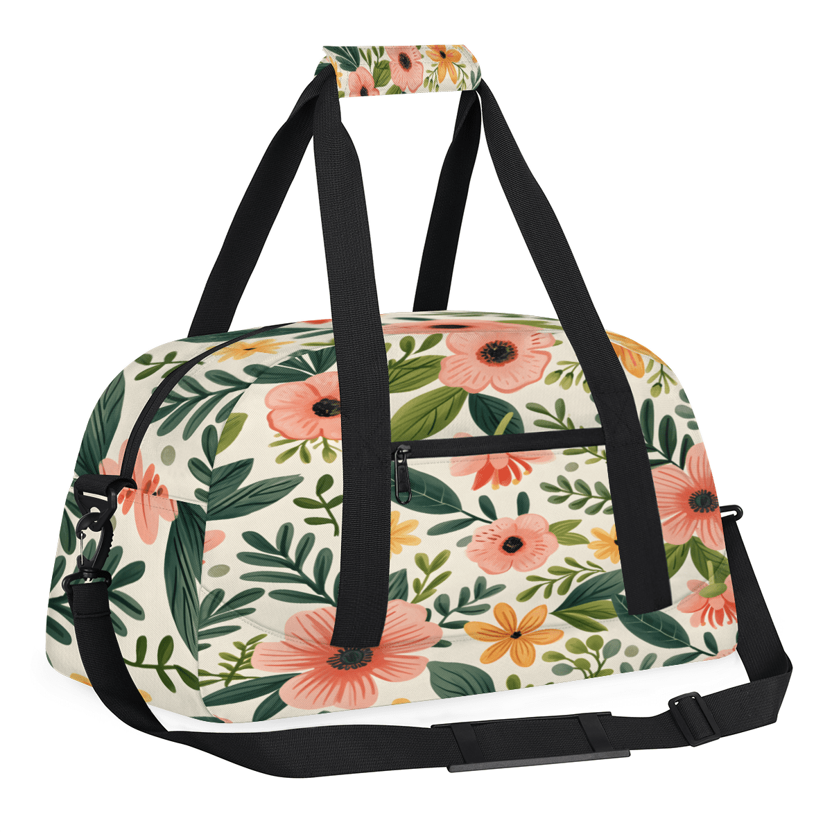 Herdesigns Floral Colorful Sports Duffle Bag for Women & Men, Wildflower Pink Gym Bag Dance Bag Overnight Bag Carry On Weekender Travel Bag
