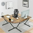 thumbnail image 3 of Giantex L-Shaped Computer Desk, Writing Desk Workstation w/Round Edge, Modern PC Laptop Computer Table for Home Office, Rustic Brown, 3 of 8