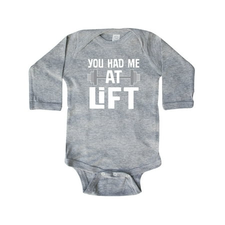 

Inktastic Weightlifting You Had Me At Lift Gift Baby Boy or Baby Girl Long Sleeve Bodysuit