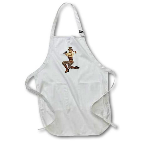 3dRose A female steampunk character posing with a gun, Medium Length Apron, 22 by 24-inch, With Pouch (Best Small Gun For A Female)