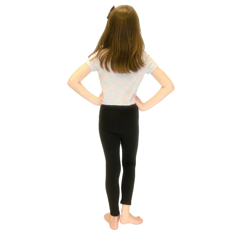 Vivian's Fashions Long Leggings - Girls, Cotton (Black, Medium)