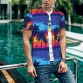 thumbnail image 6 of Hirioo Beach with Palm Trees for Men's Baseball T-shirt Shirts Short Sleeve Casual Summer Button Stretch T Shirts,Size S-4XL-XX-Large, 6 of 7
