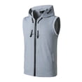 thumbnail image 4 of Mens Casual Slim Fit Zip-up Sleeveless Hoodie Lightweight Workout Tank Tops Gym Hoodies Gray, 4 of 5