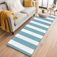 thumbnail image 2 of Aqua Striped Large Area Rugs for Bedroom Living Room, Soft Non Slip Carpet Bedside Rug, Modern Farmhouse Blue White Stripes Rectangular Floor Cover Kitchen Accent Rug 2'x6' for Dining Room/Office, 2 of 9