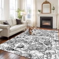 thumbnail image 2 of 5'x7' Area Rugs for Living Room Bedroom, Grey Shell Starfish Coastal Washable Rug Carpet Runner Indoor Outdoor, Nautical Ocean Summer Beach Non Slip Floor Mats Area Rug for Kitchen, Nursery, 2 of 8