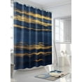 thumbnail image 3 of Fsddascl Blue Gold Coastal Shower Curtain Set - Extra Long 72" x 96" Washable Bathtub Curtain with 12 Hooks, Summer Modern Ocean Wave Waterproof Fabric Stall Shower Curtains for Bathroom/Bathtub, 3 of 6