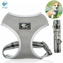 Deago Dog Harness Leash Set, Dog Harness No-Pull Pet Harness Adjustable Reflective Mesh Outdoor Pet Vest for Dogs Easy Control for Small Medium Dogs - Size XS, Gray