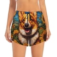 thumbnail image 2 of Pofeuu Artistic Sunflower Corgi Print Women's Athletic Shorts Running Workout Shorts Tummy Control Quick Dry Gym Shorts with Pockets Double layer sports shorts-Medium, 2 of 7