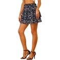 thumbnail image 4 of Unique Bargains Jupe Mini à Volants Superposés à Fleurs pour Femmes, Bleu Foncé, S, 4 of 5