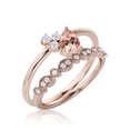 thumbnail image 3 of Gorgeous Minimalist 1.65 Carat Pear Cut Classic Morganite And Diamond Moissanite Engagement Ring, Wedding Ring, One Matching Band in 10k Solid Rose Gold, Gift For Her, Promise Ring, Anniversary Gift, 3 of 3