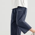 thumbnail image 5 of Boys 100% Cotton Cargo Capri Pants 5-14 Years with Muti Pockets Wide Leg Loose Elastic Waist Drawstring Shorts Sweatpants Navy, 5 of 9