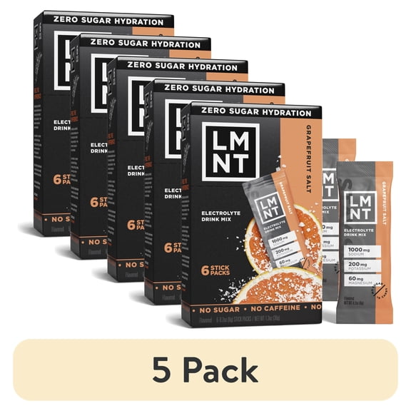 (5 pack) LMNT Zero Sugar Electrolyte Drink Mix - Grapefruit - 6ct