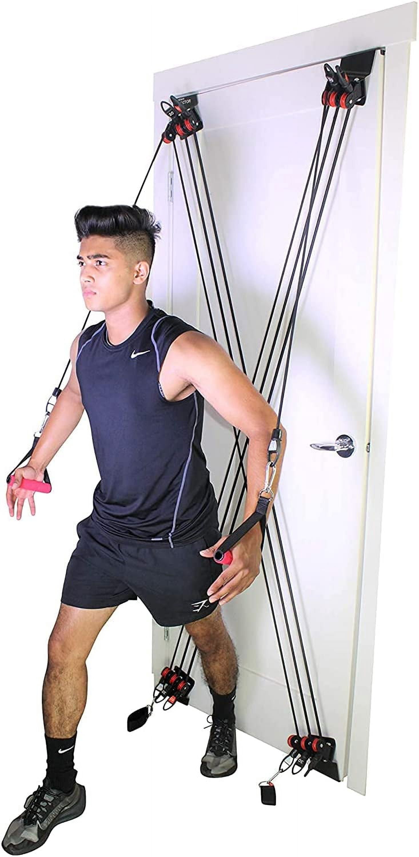 X Factor Door Gym Complete Home Gym Full Body Workout Total Exercise System Package | Strength Training Fitness Resistance System | Includes Straight Bar, DVD, Workout Chart