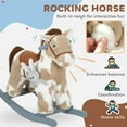 thumbnail image 3 of Rocking Horse, Kids Plush Animal Rocker with Realistic Neigh for Toddlers, Soft Filling Ride on Horse with Rabbit Toy, Brown, 3 of 9