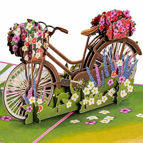 Pop of Art by Paper Love 3D Bike Pop Up Greeting Card - 5" x 7" Cover - Includes Envelope and Note Card