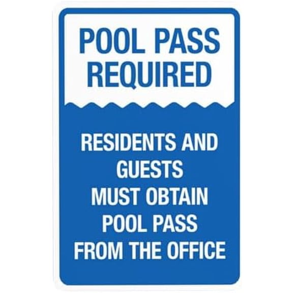 Pool Pass Required Warning Sign, Pool Rules Security Metal Signs for Busines Home Outdoor Indoor Road Yard Garage Street Wall Caution Decor 8 x 12 Inch