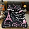 thumbnail image 2 of Paris Chalkboard Print Fabric Comforter Set Twin Size Bedding Set For Travl Bedroom Decor Quilt With 2 Pillow Cases, 2 of 5