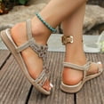 thumbnail image 6 of HaiMao Rhinestone Sandals for Women Clearance Dressy Casual Summer Flat Casual Dress Sandal Sparkly Beach Wedding Bride Sandals Gold 9(42), 6 of 9