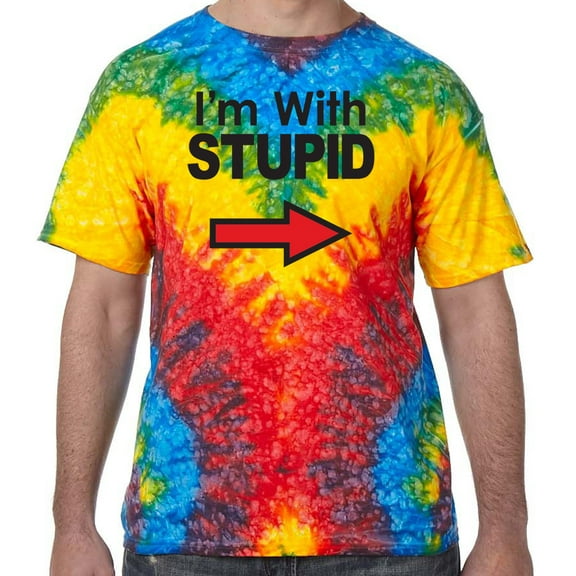 I'm With Stupid Psychedelic Tie Dye Tee Shirt - Woodstock, Extra Small Kids (2-4)