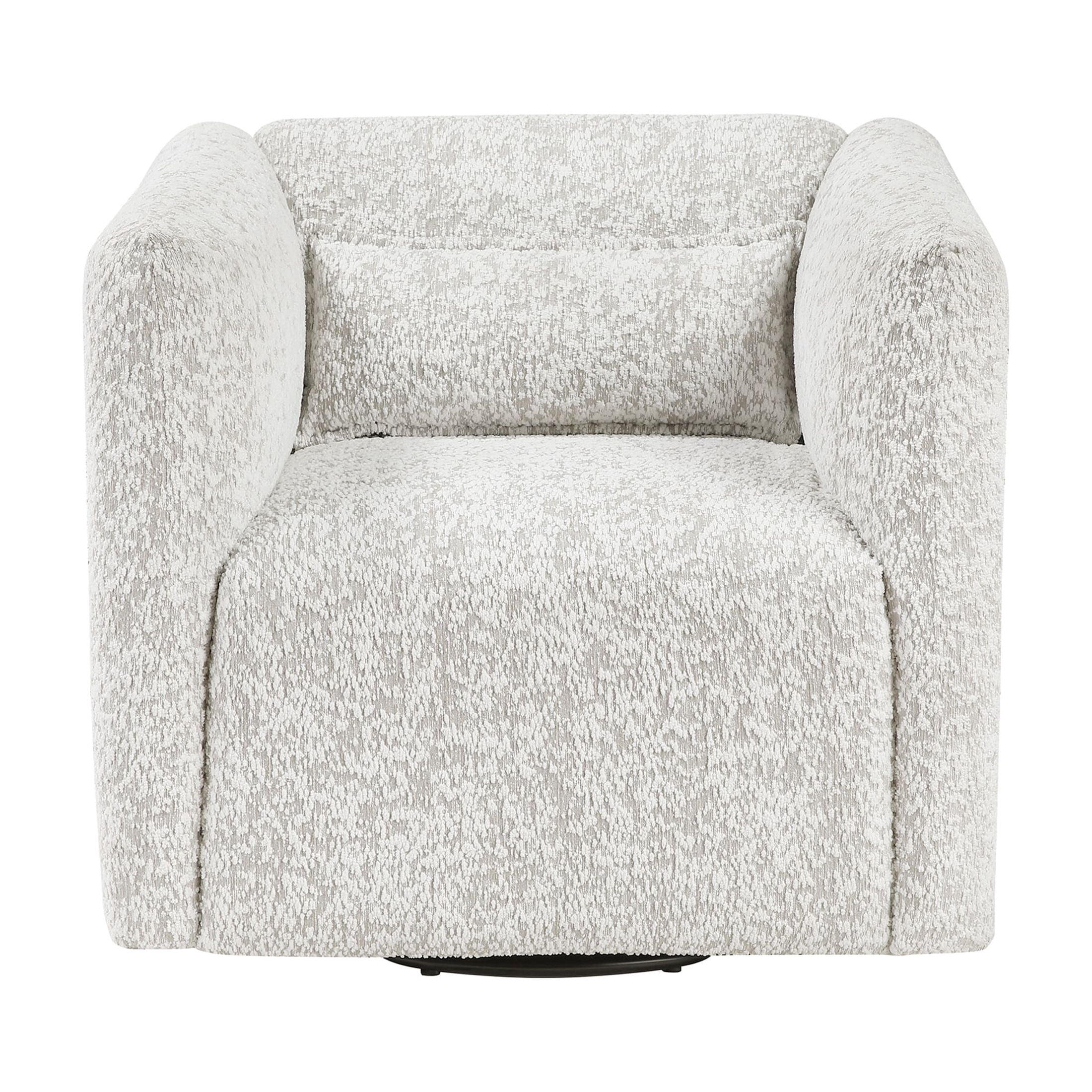 OakvillePark Fenlow Jacquard Barrel Swivel Chair with Lumbar Pillow, Beige