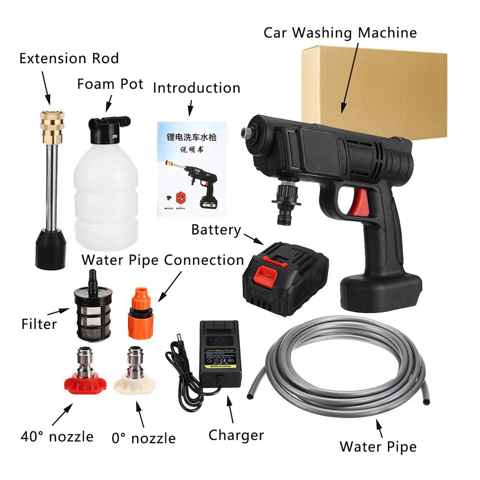 30BAR Cordless High Pressure Cleaner Washer Spray Water Gun Car Wash Pressure Water Cleaning Machine For 18V Battery