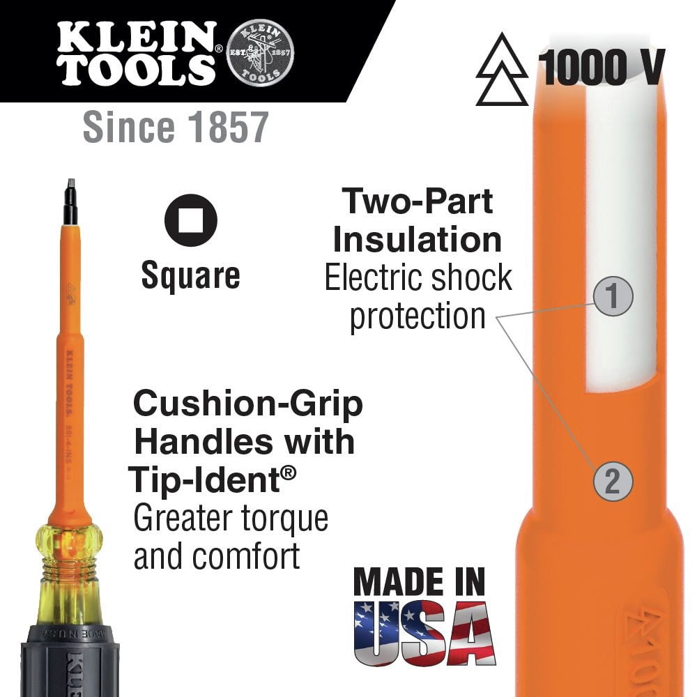 Klein Tools #2 Insulated Screwdriver 4Inch Shank