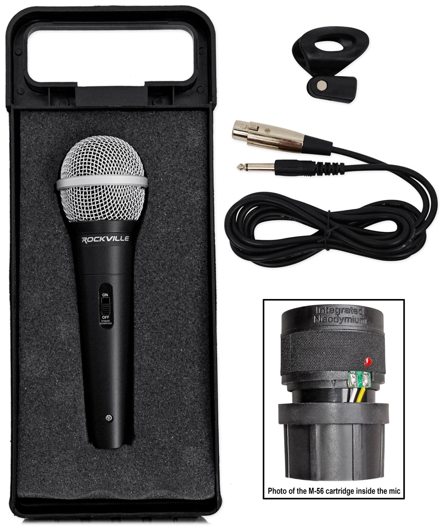 (2) Rockville Pro MIc Kit 1 Metal Microphones + Mic Stands + Carry Bags + Cables