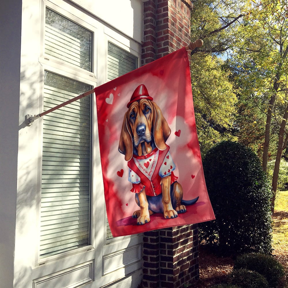 Bloodhound My Valentine House Flag 28 in x 40 in