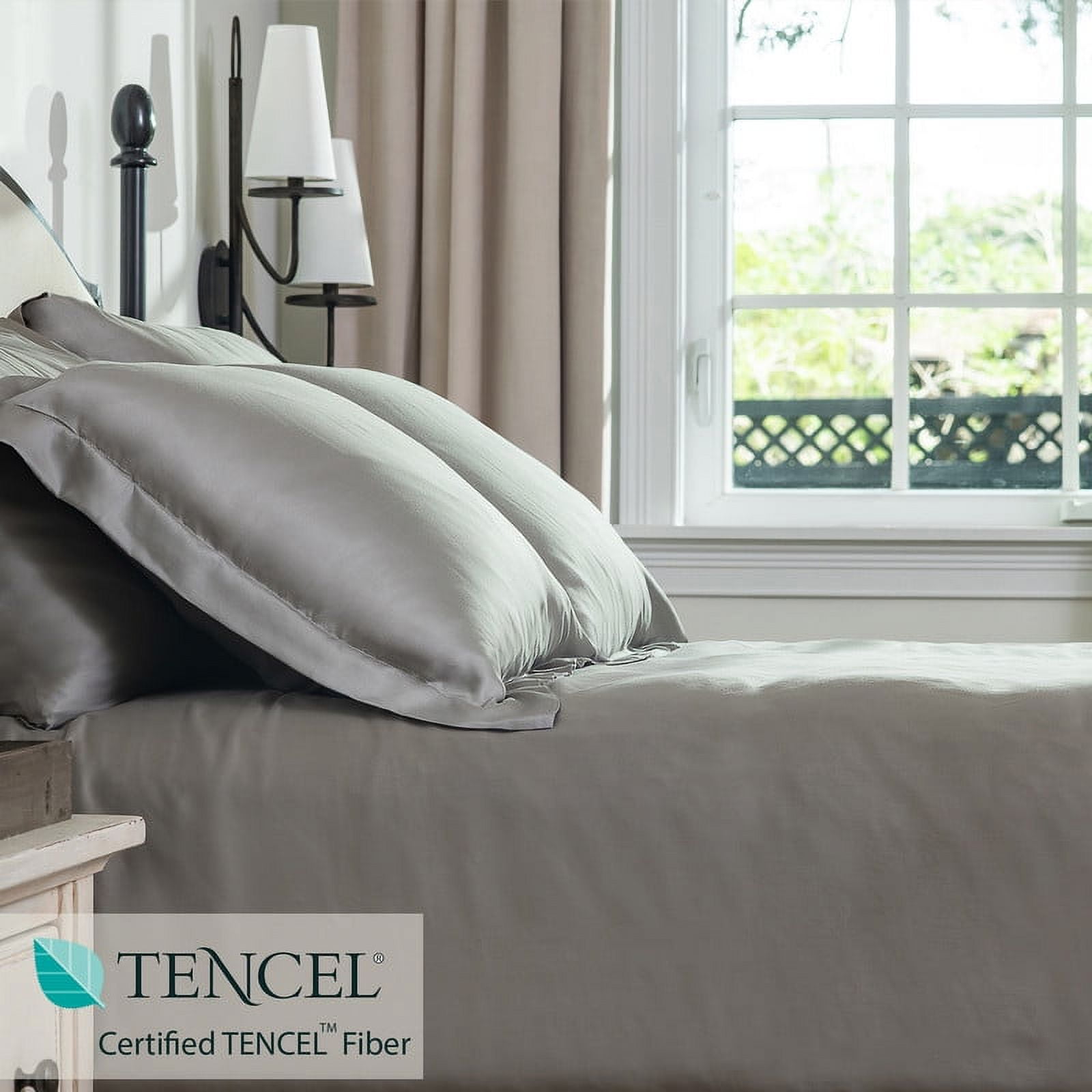Delara 100% Eucalyptus TENCEL Lyocell Queen Sheet Set, 4-Piece, Cooling, Silky Soft, Moisture-Wicking, Breathable, Dove
