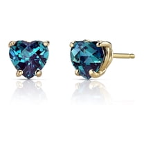 18k Yellow Gold 4 Ct Heart Created Alexandrite Stud Earrings for Women Plated by Paris Jewelry