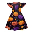 thumbnail image 4 of Girls Summer Dress Halloween Ghost Pumpkin Flutter Sleeve Swing Dress Casual Halloween Outfit for Kids Ages 6–14, 4 of 4
