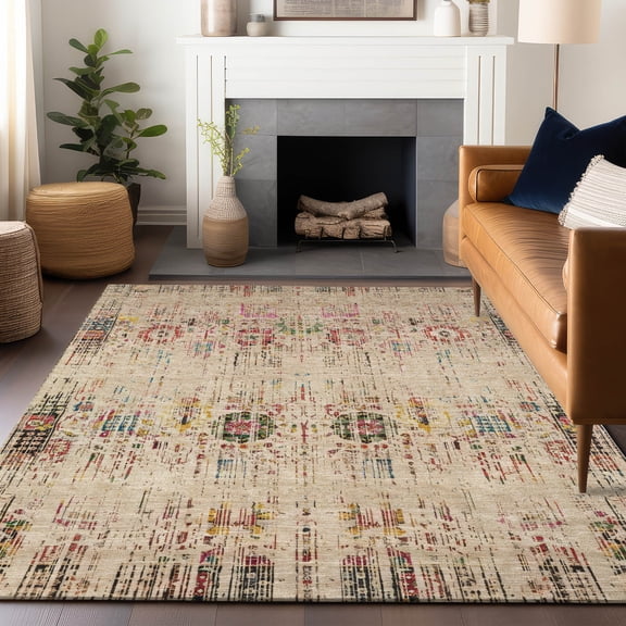 Addison Rugs Chantille Indoor/Outdoor Transitional Border Beige Machine Washable Rectangle Rug, 10' x 14'